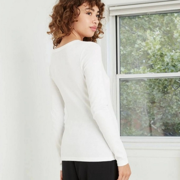 A New Day NWT Women's Purple Ribbed V-Neck Long Sleeve Shirt Top - Picture 8 of 13